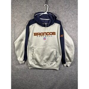 Reebok Denver Broncos NFL Football Hoodie Grey Navy Blue Pullover Men's XL